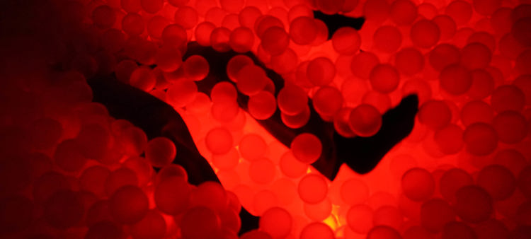 Borgers ben i kuglebad med rødt lys